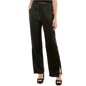 WAYF black shiny satin comfy loose leg trousers Sz 8